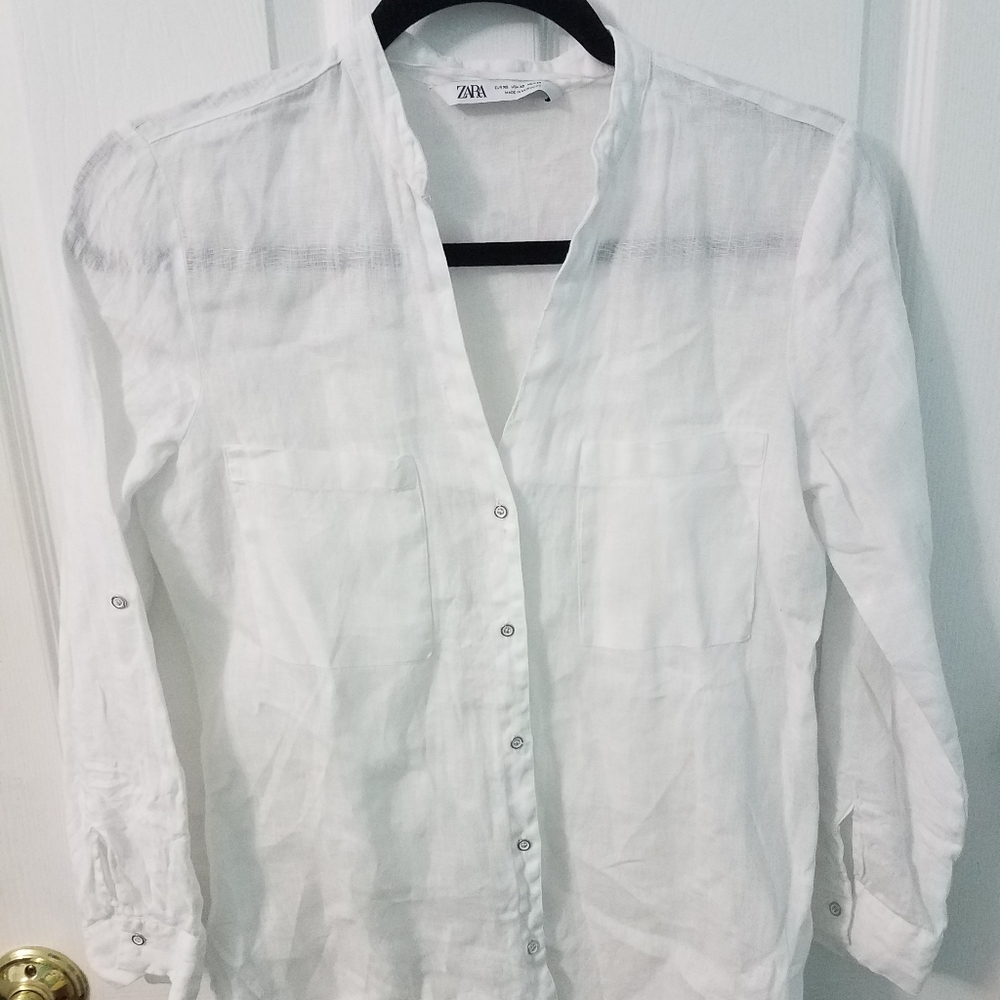 Zara White Button Down Top